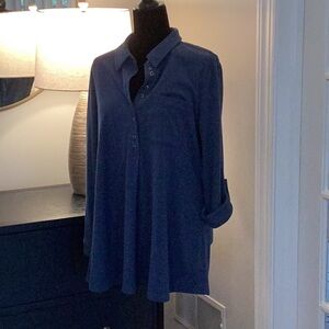 NWT Soft Surroundings fan favorite blue heather medium knit tunic